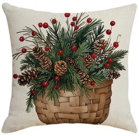 Świąteczny poszewka na poduszkę FOREST GIFT 45x45 cm, beżowy