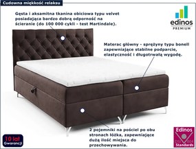 Ciemnobrązowe welurowe łóżko pikowane 5 rozmiarów - Lunavello 3X