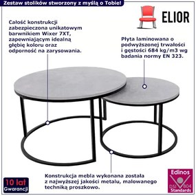Komplet dwóch stolików kawowych loft szary + czarny - Satell 3X