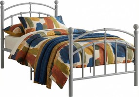 Szare metalowe łóżko z zagłówkiem 100x200 cm M6-W33