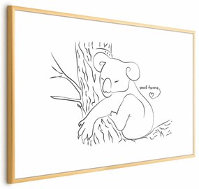 Plakat Śpiący koala 42x29,7 cm z ramą złotą z marginesem ARTGEIST B