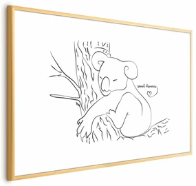 Plakat Śpiący koala 42x29,7 cm z ramą złotą z marginesem ARTGEIST B