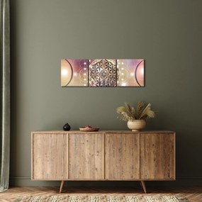 Obraz - Mandala z elementami (z zegarem) (90x30 cm)