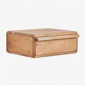 Pack 2 Wiszących Szafek Nocnych 40x30 Cm Z Drewna Akacjowego Nordilan Rustykalny Brąz Akacjowy - Sklum