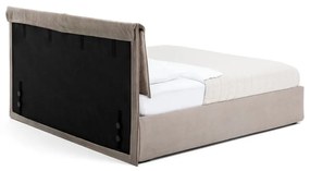 Szarobrązowe tapicerowane łóżko dwuosobowe ze schowkiem i stelażem 180x200 cm Thessa Pillow – Bonami Selection