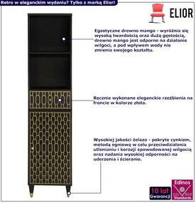 Czarny drewniany słupek łazienkowy - Rebex 25X