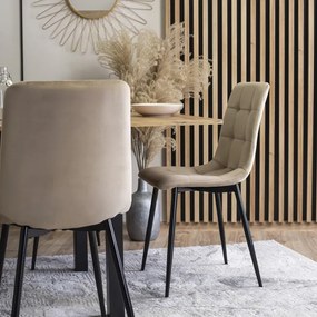Krzesło Tapicerowane do Jadalni PERU Beżowe Welurowe Nowoczesne Loft
