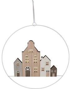Dekoracja świąteczna wisząca Winter Houses II, 30 cm, świecąca, na baterie