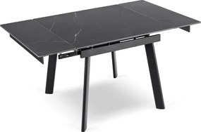 Stół Rozkładany Kwadratowy LARES 90-150 cm Ceramiczny Czarny Marmur/Czarny Nowoczesny