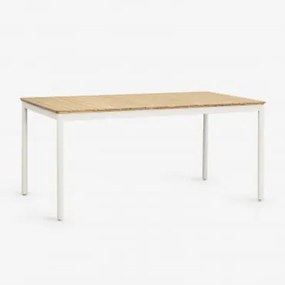 Prostokątny Stół Ogrodowy 160x90 Cm Ze Stali I Drewna Akacjowego Artus Lodowata Biel - Sklum