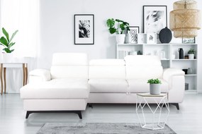 Masseno Narożnik VOLA z funkcją spania i pojemnikiem na pościel Narozniki L, Rozkładana sofa - Biały, BUBBLE 1