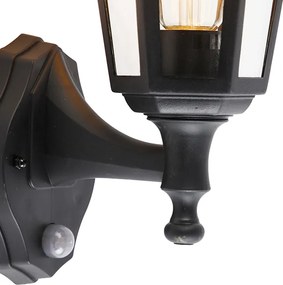 Klasyczna lampa ścienna zewnętrzna czarna z czujnikiem ruchu - New Haven