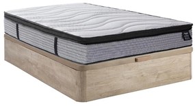 Zestaw 140 x 190 cm stelaż z jasną naturalną skrzynią + materac ze sprężynami kieszeniowymi i zintegrowaną nakładką grub. 25 cm - ANYLA marki YSMÉE