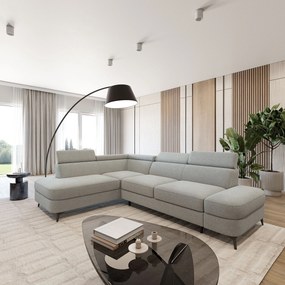 Masseno Narożnik AVISE z funkcją spania i pojemnikiem na pościel Narozniki L, Rozkładana sofa - Jasnoszary, QUELLE 83