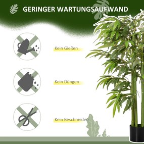 HOMCOM Sztuczna Roślina, Bambus Plastikowy w Doniczce, 780 Liści, Realistyczny Wygląd, Minimalna Pielęgnacja, 140 cm, Zielony