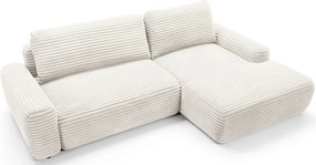Sztruksowa kanapa narożna z funkcją spania ecru H1-F87