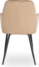 Zestaw Stół Prostokątny Rozkładany HAMPTON 160-240 cm Dąb/Czarny i 4 Krzesła Tapicerowane BRESSO Beżowe Welurowe