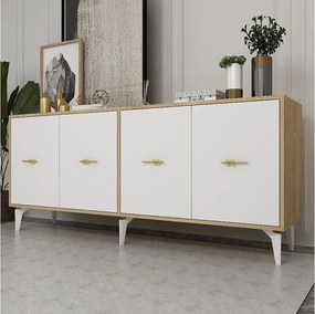 Komoda – 180 cm x 82,6 cm x 35 cm – Dąb szafirowy i biały – Płyta wiórowa pokryta melaminą