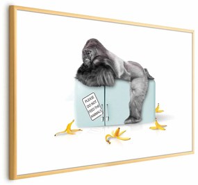 Plakat Głodny goryl 42x29,7 cm z ramą złotą z marginesem ARTGEIST B