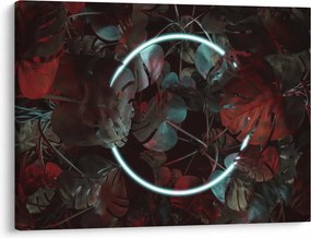 Obraz - Neonowe koło między palmami (70x50 cm)