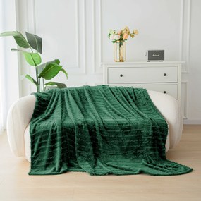 Koc mikropluszowy z wzorem PRESTIGE w kolorze ciemnozielonym Rozmiar: 160 x 200 cm