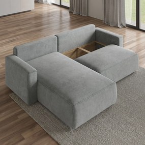 Masseno Narożnik FORIL z funkcją spania i pojemnikiem na pościel Narozniki L, Rozkładana sofa - Kremowy, MONOLITH 04