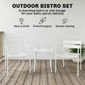 Outsunny Zestaw bistro 3-częściowy metalowy zestaw mebli ogrodowych z 2 krzesłami, stołem, design lamelowy, odporny na rdzę | Aosom PL