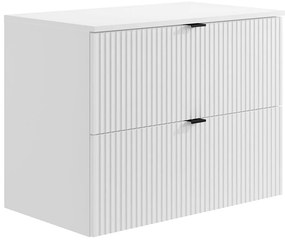 Szafka pod umywalkę wisząca ryflowana z blatem - Biały - szer. 80 cm - ZEVINI