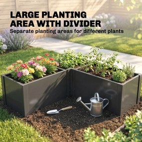 Outsunny Podwyższona grządka w kształcie litery L, odporna na warunki atmosferyczne, wykonana z ocynkowanej stali, 150 x 150 x 55 cm, czarna | Aosom PL
