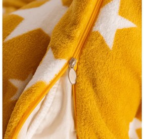 PrzytulneMieszkanie.pl PrzytulneMieszkanie.pl PrzytulneMieszkanie.pl Zestaw 2 szt. pościeli z mikropluszu STARS żółto-pomarańczowe + prześcieradło z mikropluszu SOFT 180x200 cm białe, podwójne łóżko