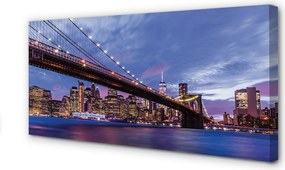 Duży obraz na płótnie Wieżowce i Most o Zachodzie