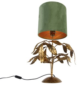 Stylowa lampa stołowa antyczne złoto z zielonym abażurem - Linden klasyczny/Antyczny Oswietlenie wewnetrzne