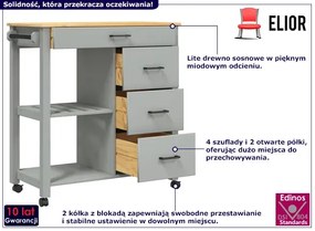 Mobilna szara szafka kuchenna z szufladami A8-B46