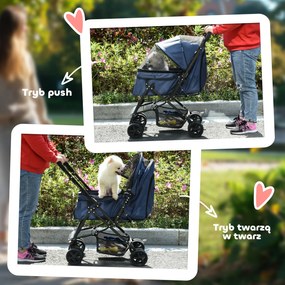 Outsunny Wózek dla Psa Składany z Hamulcami Zabezpieczeniem Niebieski | Aosom PL