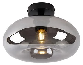 Lampa sufitowa Art Deco czarna z przydymionym szkłem - Busa ArtDeco Oswietlenie wewnetrzne