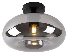 Lampa sufitowa w stylu art deco czarna z przydymionym szkłem - Busa ArtDeco Oswietlenie wewnetrzne