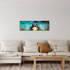 Obraz czarownicy (z zegarem) (90x30 cm)