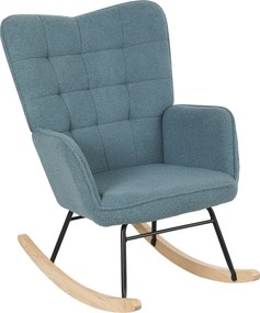 HOMCOM Fotel bujany ergonomiczny z drewnianymi płozami do 120 kg jasnoniebieski | Aosom PL
