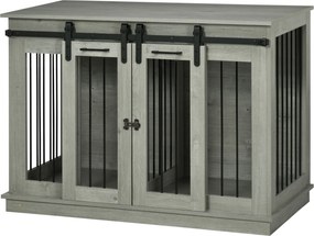 PawHut Klatka dla psów z 2 drzwiami, transporter dla psów, wytrzymały design, zamykana, Szary