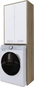 Szafka pod pralkę, dąb sonoma, biały mat, 31 x 64 x 180 cm