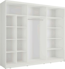 Szafa Przesuwna VEYDAR 248 cm z Lustrem Szafa Dwudrzwiowa, Biały