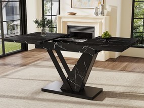 Stół rozsuwany 120-160x75x75.5cm - Dla 6-8 osób - Z MDF - Czarny