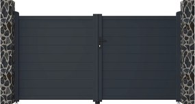 Skrzydłowa elektryczna brama aluminiowa pełna dł.305 x wys.166 cm antracyt NAZARIO