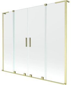 Mexen Velar L Duo parawan nawannowy 2-skrzydłowy rozsuwany 200 x 150 cm, transparent, złoty szczotkowany - 896-200-003-02-55