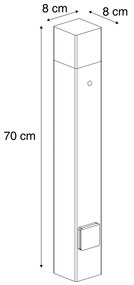 Zewnetrzna Industrialna lampa zewnętrzna słupkowa rdzawobrązowa z przydymionym szkłem 70 cm z czujnikiem zmierzchu IP44 - DaniaPrzemysłowy Oswietlenie zewnetrzne