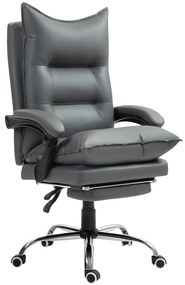 Vinsetto Ergonomiczny fotel biurowy, regulowana wysokość siedziska, odchylane oparcie, ekoskóra, Ciemnoszary