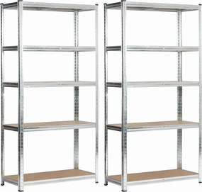2 Metalowe Srebrne Regały Magazynowe R9-N49
