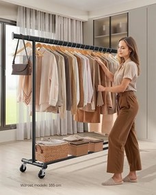 Wieszak na ubrania DOLLY na kółkach, max. 150 kg, 45x160-200x161,5cm, czarny SongmicsHome