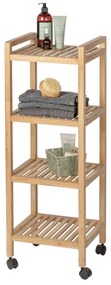 Regał łazienkowy na kółkach NORWAY z czterema półkami, drewno orzechowe, WENKO