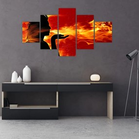 Obraz kobiety z płomieniami (125x70 cm)